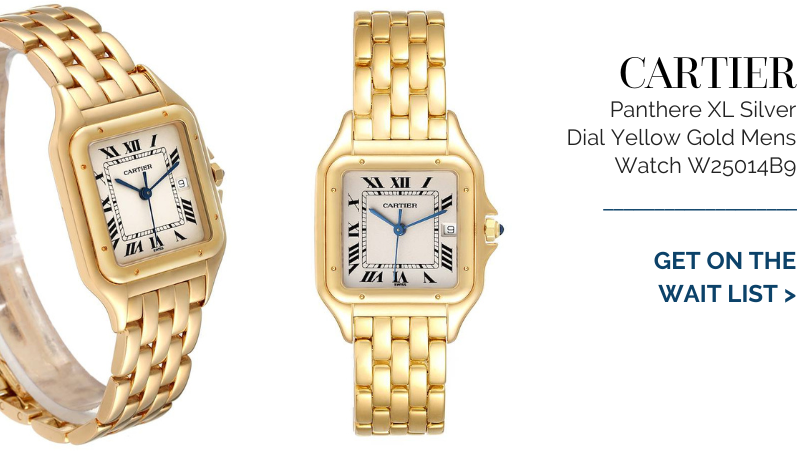 Cartier Panthere XL Silver Dial Yellow Gold Mens Watch W25014B9