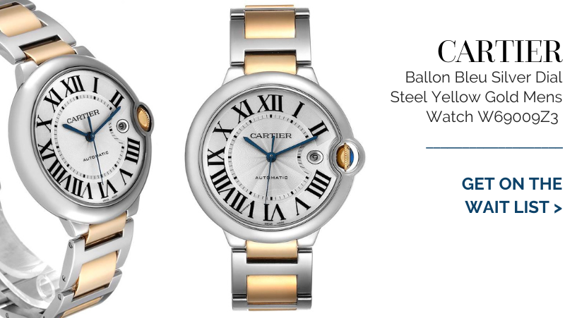 Cartier Ballon Bleu Silver Dial Steel Yellow Gold Mens Watch W69009Z3