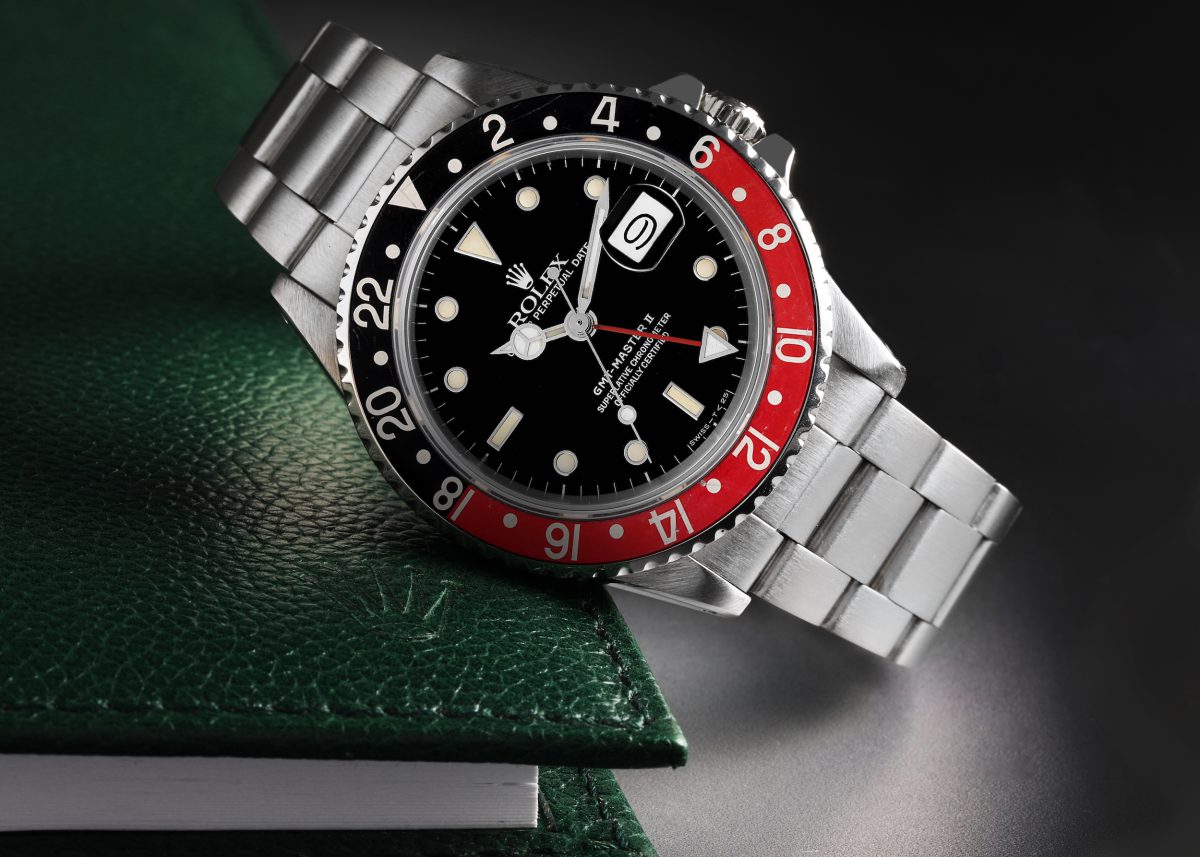 Rolex GMT Master II Fat Lady Vintage Coke Black Red Bezel Mens Watch 16760