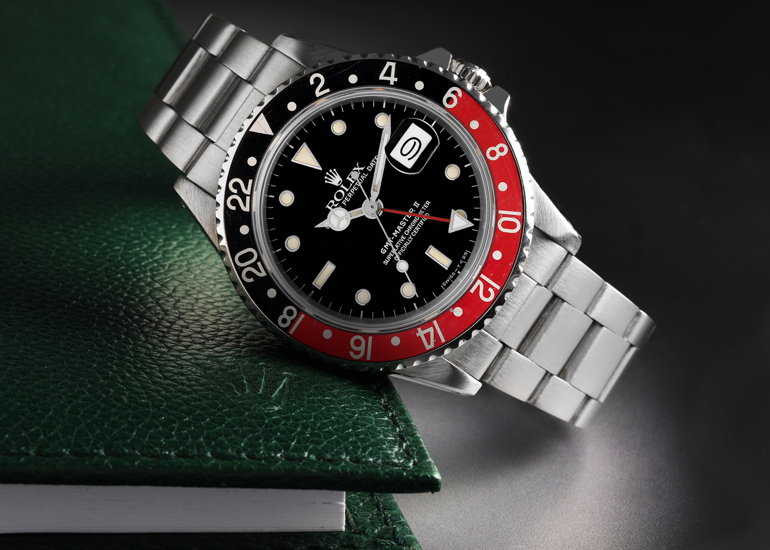 Rolex GMT Master II Fat Lady Vintage Coke Black Red Bezel Mens Watch 16760