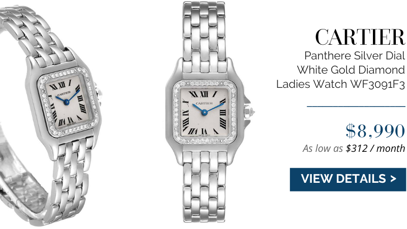 Cartier Panthere Silver Dial White Gold Diamond Ladies Watch WF3091F3