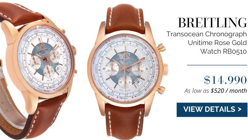 Breitling Transocean Chronograph Unitime Rose Gold Watch RB0510