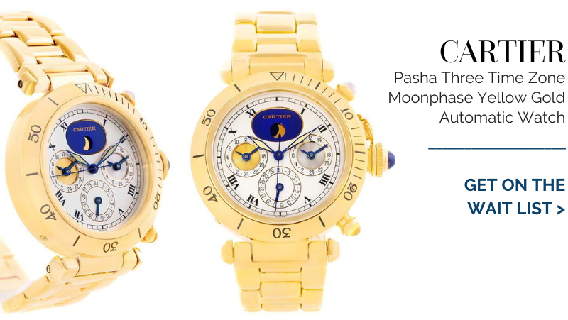 Cartier Pasha Three Time Zone Moonphase Yellow Gold Automatic Watch