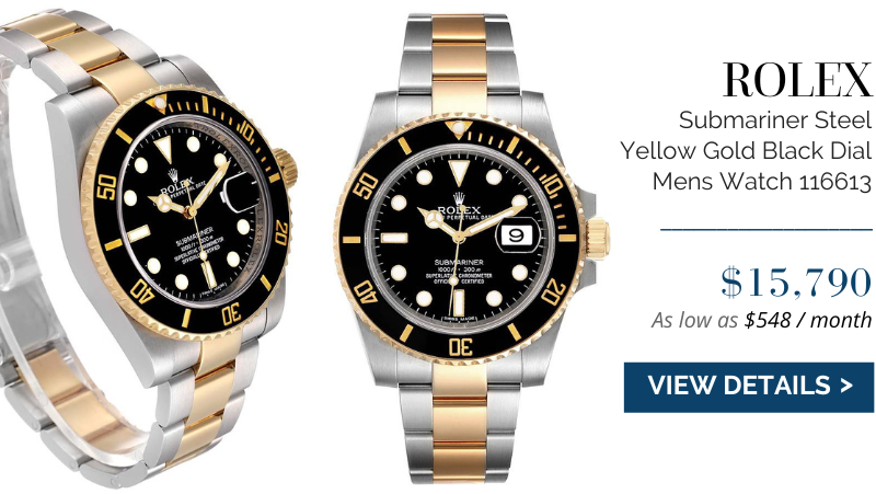 Rolex Submariner Steel Yellow Gold Black Dial Mens Watch 116613