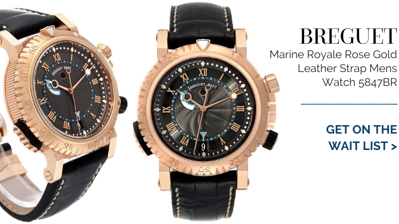 Breguet Marine Royale Rose Gold Leather Strap Mens Watch 5847BR