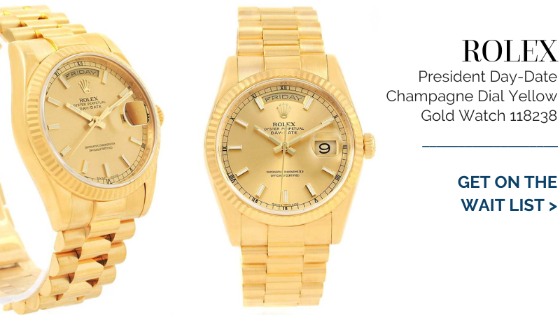 Rolex President Day-Date Champagne Dial Yellow Gold Mens Watch 118238