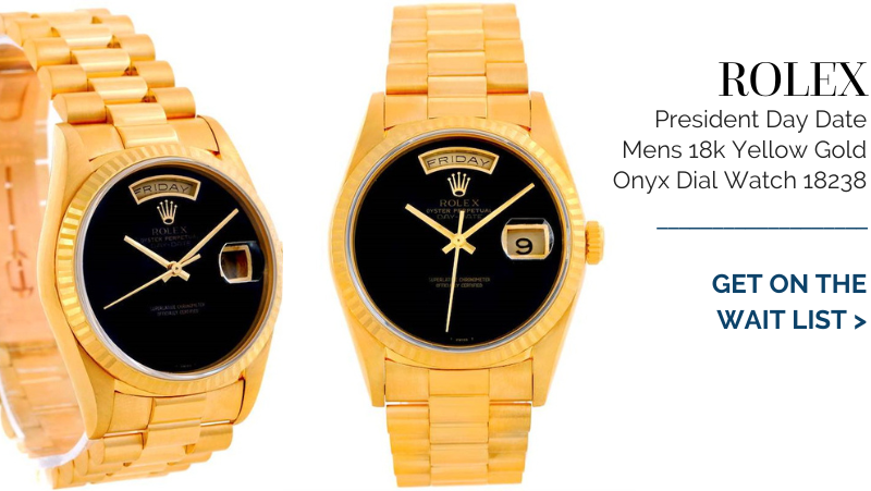 Rolex President Day Date Mens 18k Yellow Gold Onyx Dial Watch 18238