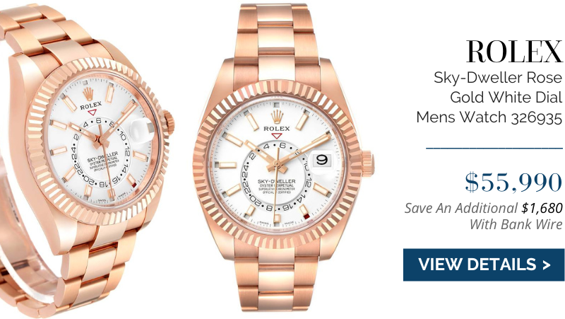 Rolex Sky-Dweller Rose Gold White Dial Mens Watch 326935