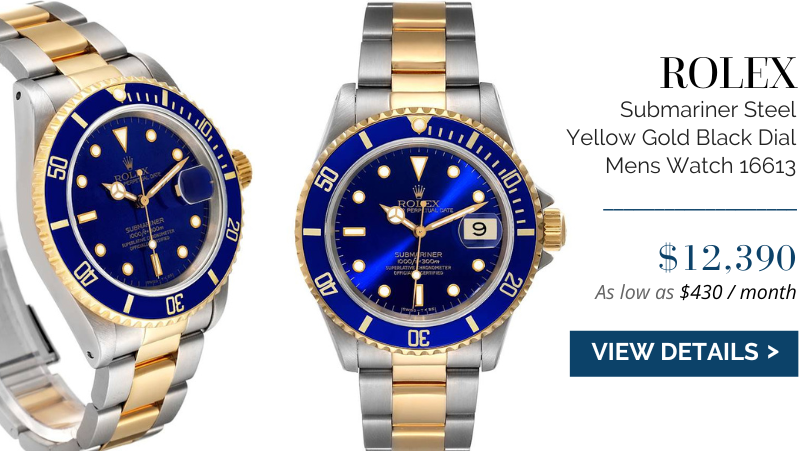 Rolex Submariner Blue Dial Steel Yellow Gold Mens Watch 16613