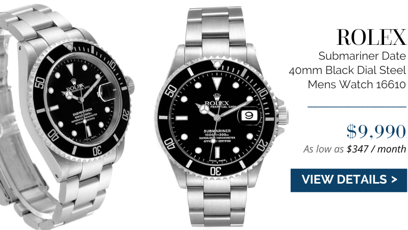 Rolex Submariner Date 40mm Black Dial Steel Mens Watch 16610