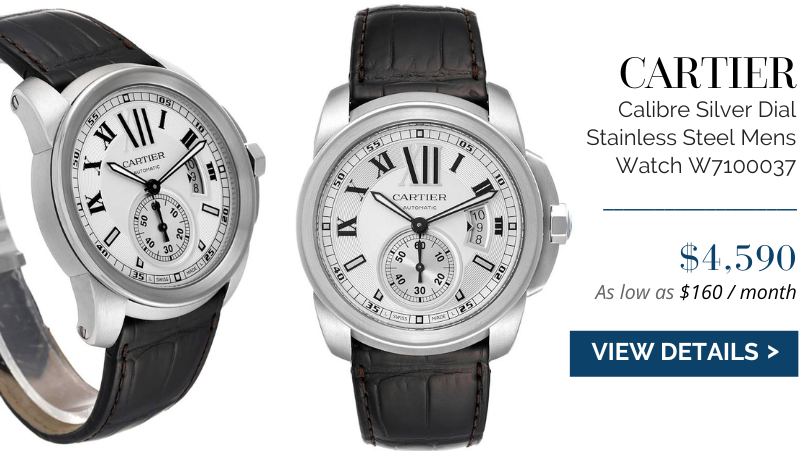 Cartier Calibre Silver Dial Stainless Steel Mens Watch W7100037
