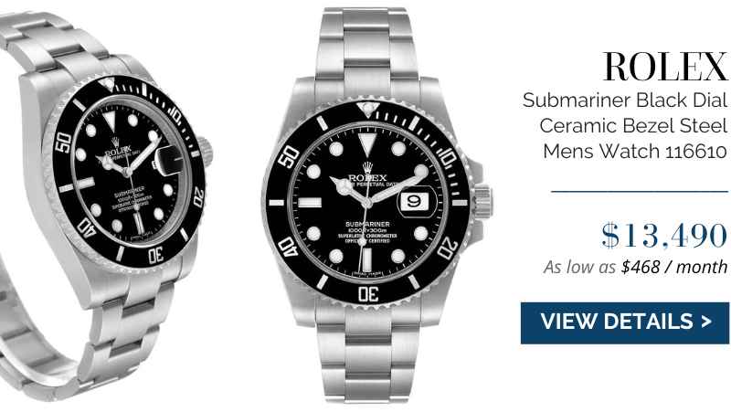 Rolex Submariner Black Dial Ceramic Bezel Steel Mens Watch 116610