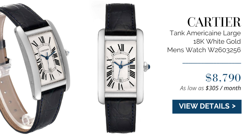 Cartier Tank Americaine Large 18K White Gold Mens Watch W2603256