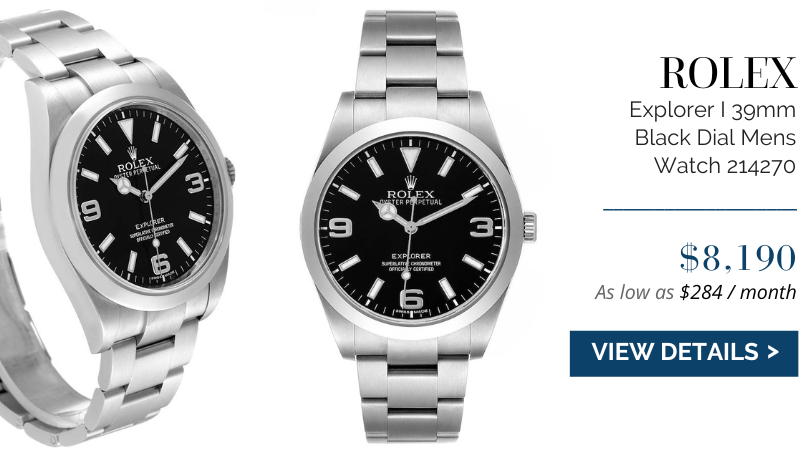 Rolex Explorer I 39mm Black Dial Mens Watch 214270