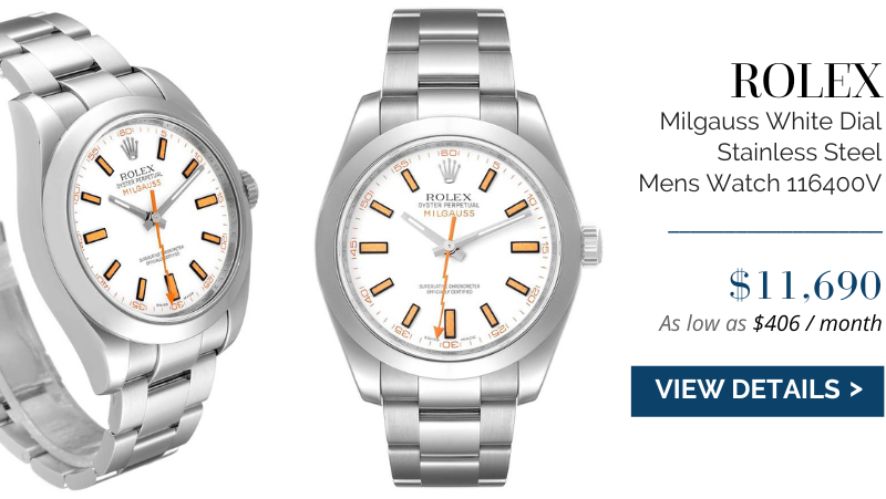 Rolex Milgauss White Dial Stainless Steel Mens Watch 116400V