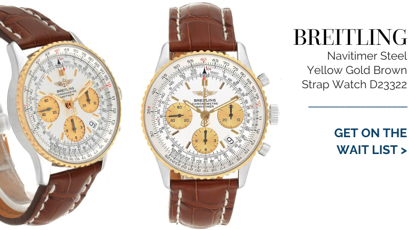 Breitling Navitimer Steel Yellow Gold Brown Strap Watch D23322