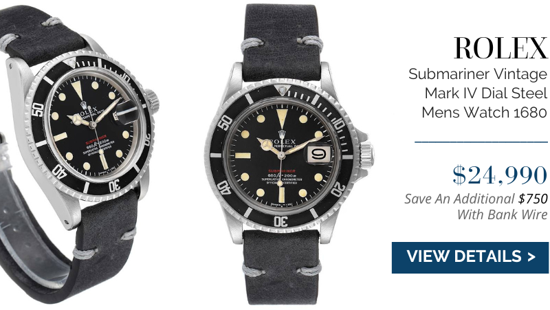 Rolex Submariner Vintage Mark IV Dial Steel Mens Watch 1680