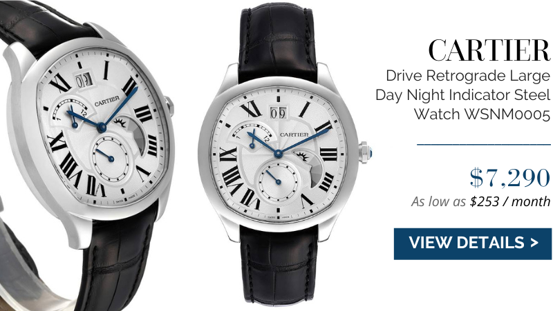 Cartier Drive Retrograde Large Day Night Indicator Steel Mens Watch WSNM0005