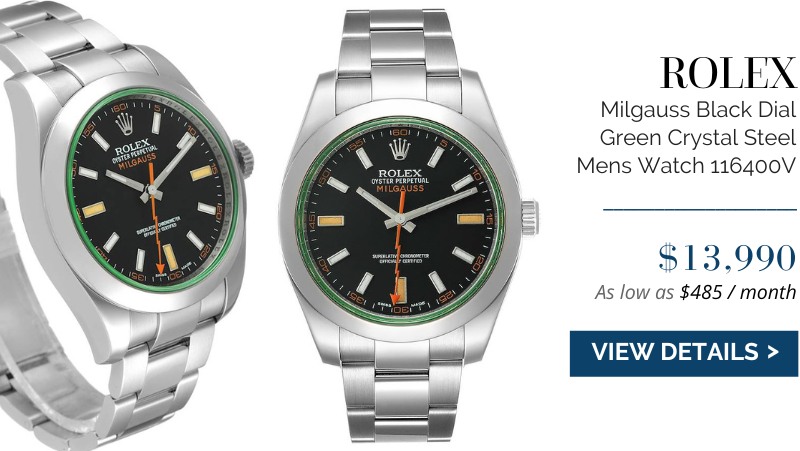 Rolex Milgauss Black Dial Green Crystal Steel Mens Watch 116400V