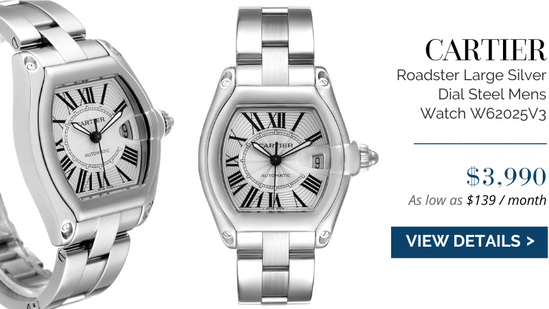 Cartier Roadster Large Silver Dial Steel Mens Watch W62025V3