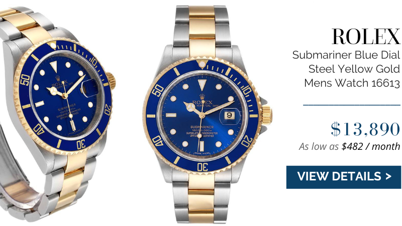 Rolex Submariner Blue Dial Steel Yellow Gold Mens Watch 16613