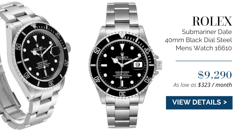 Rolex Submariner Date 40mm Black Dial Steel Mens Watch 16610