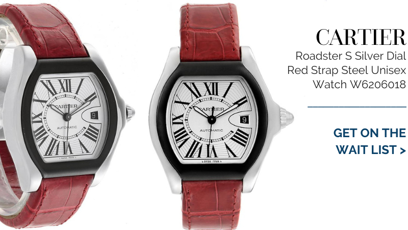 Cartier Roadster S Silver Dial Red Strap Steel Unisex Watch W6206018
