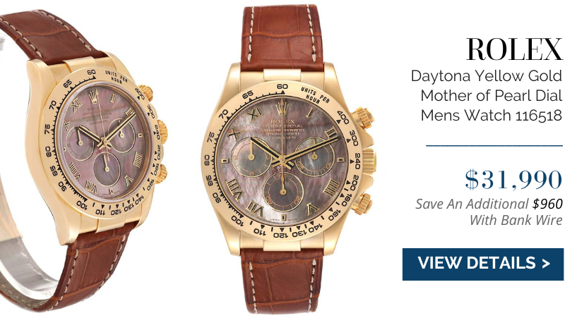 Rolex Daytona Yellow Gold Mother of Pearl Dial Mens Watch 116518