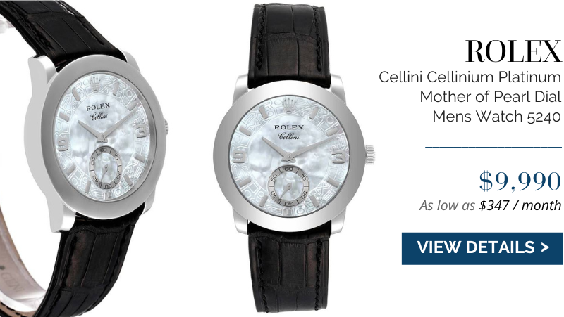 Rolex Cellini Cellinium Platinum Mother of Pearl Dial Mens Watch 5240