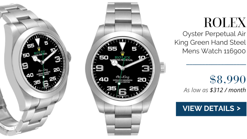 Rolex Oyster Perpetual Air King Green Hand Steel Mens Watch 116900