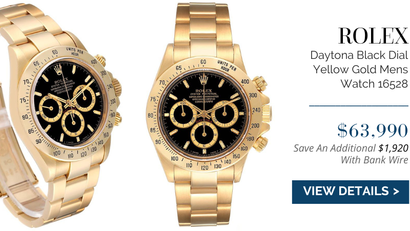Rolex Daytona Black Dial Yellow Gold Mens Watch 16528