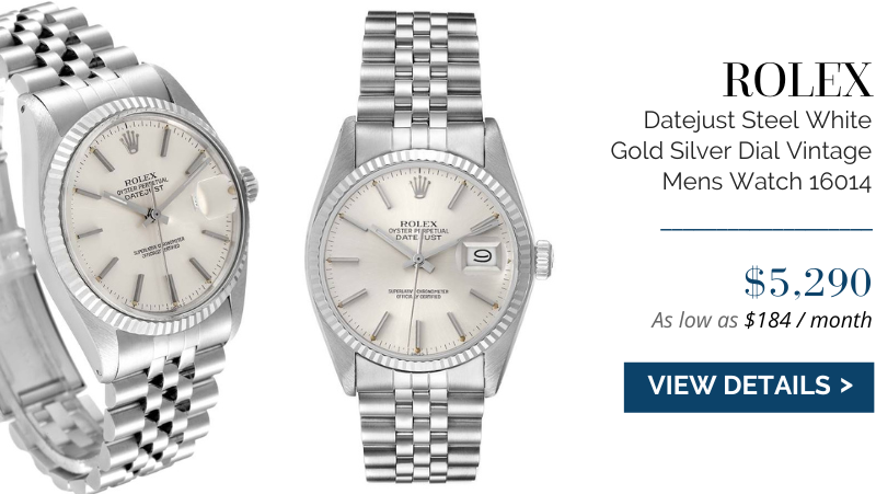 Rolex Datejust Steel White Gold Silver Dial Vintage Mens Watch 16014