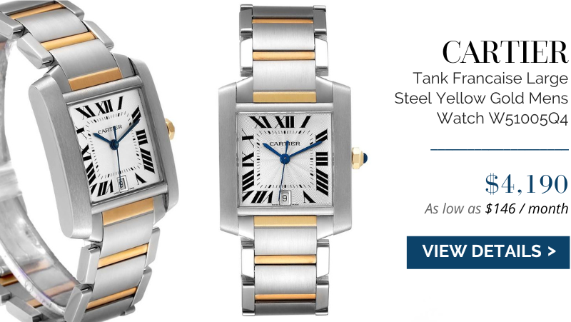 Cartier Tank Francaise Large Automatic Steel Yellow Gold Mens Watch W51005Q4