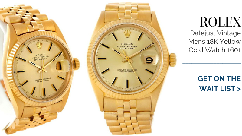 Rolex Datejust Vintage Mens 18K Yellow Gold Watch 1601