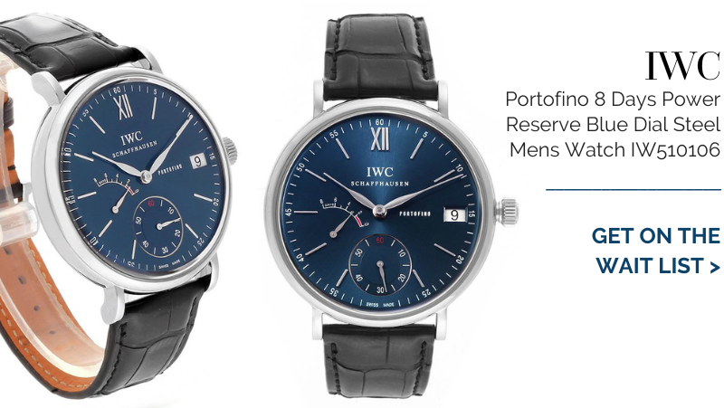 IWC Portofino 8 Days Power Reserve Blue Dial Steel Mens Watch IW510106