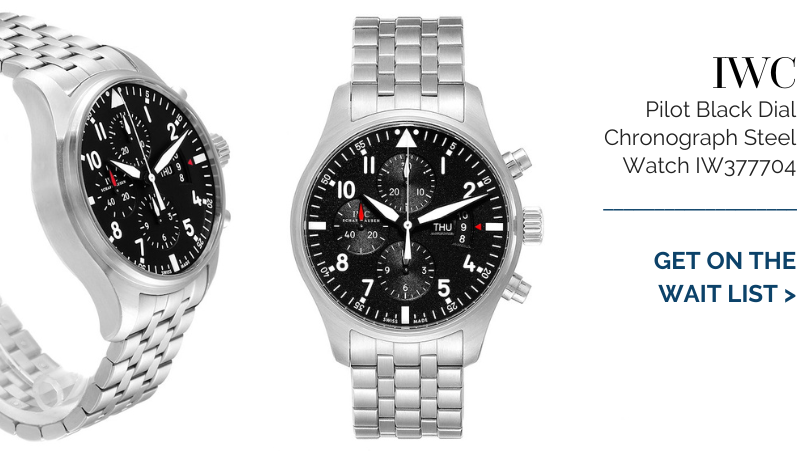 IWC Pilot Black Dial Chronograph Steel Mens Watch IW377704