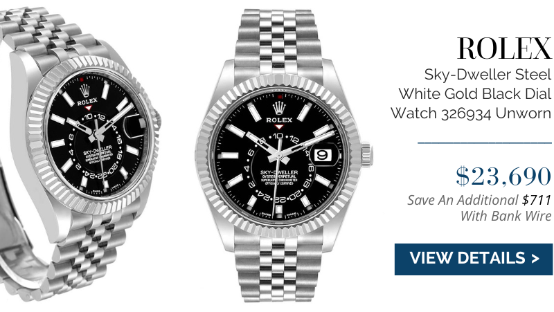 Rolex Sky-Dweller Steel White Gold Black Dial Mens Watch 326934