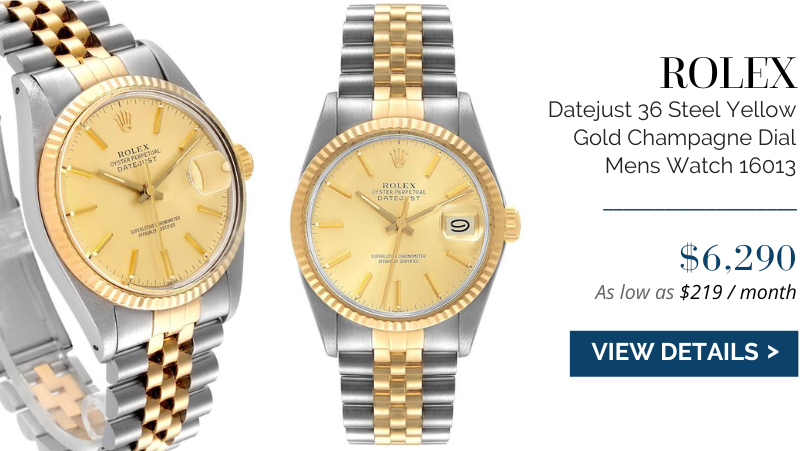 Rolex Datejust 36 Steel Yellow Gold Champagne Dial Vintage Mens Watch 16013