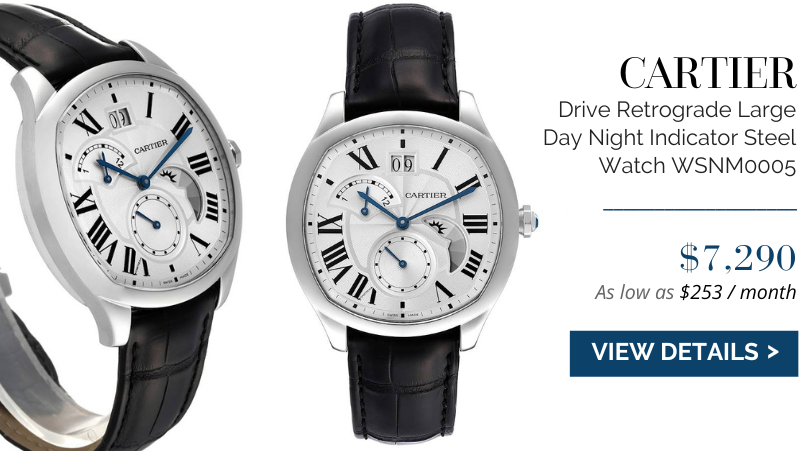 Cartier Drive Retrograde Large Day Night Indicator Steel Mens Watch WSNM0005