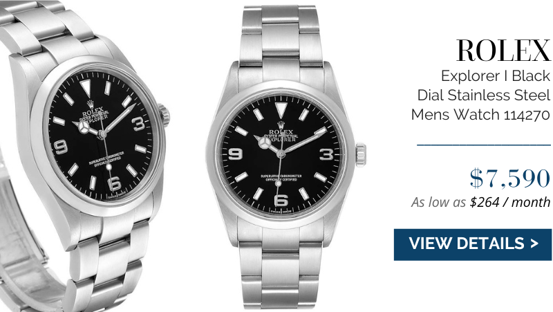 Rolex Explorer I Black Dial Stainless Steel Mens Watch 114270