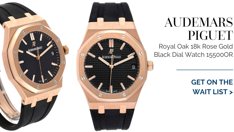 Audemars Piguet Royal Oak 18k Rose Gold Black Dial Watch 15500OR