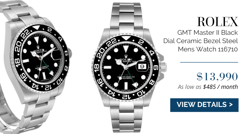 Rolex GMT Master II Black Dial Ceramic Bezel Steel Mens Watch 116710