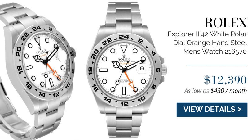 Rolex Explorer II 42 White Polar Dial Orange Hand Steel Mens Watch 216570