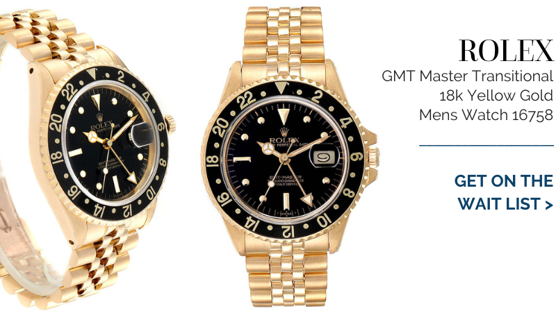 Rolex GMT Master Transitional 18k Yellow Gold Mens Watch 16758