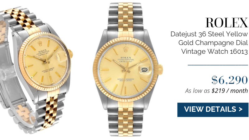 Rolex Datejust 36 Steel Yellow Gold Champagne Dial Vintage Mens Watch 16013