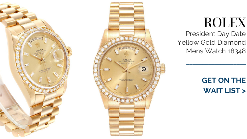 Rolex President Day Date 36mm Yellow Gold Diamond Mens Watch 18348