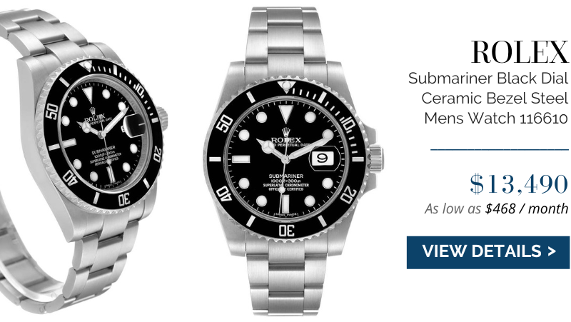 Rolex Submariner Black Dial Ceramic Bezel Steel Mens Watch 116610