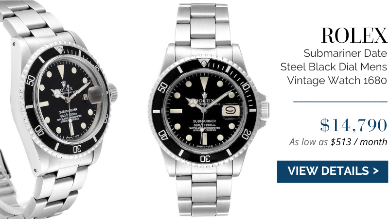 Rolex Submariner Date Steel Black Dial Mens Vintage Watch 1680