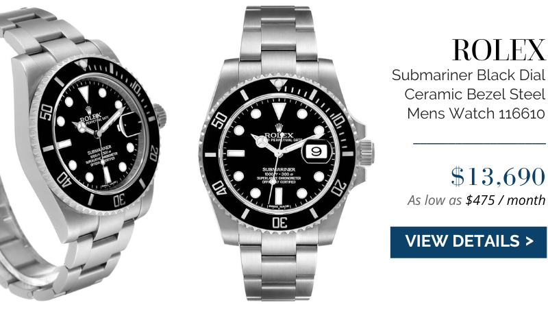 Rolex Submariner Black Dial Ceramic Bezel Steel Mens Watch 116610