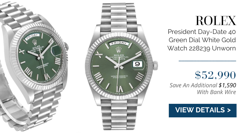 Rolex President Day-Date 40 Green Dial White Gold Mens Watch 228239